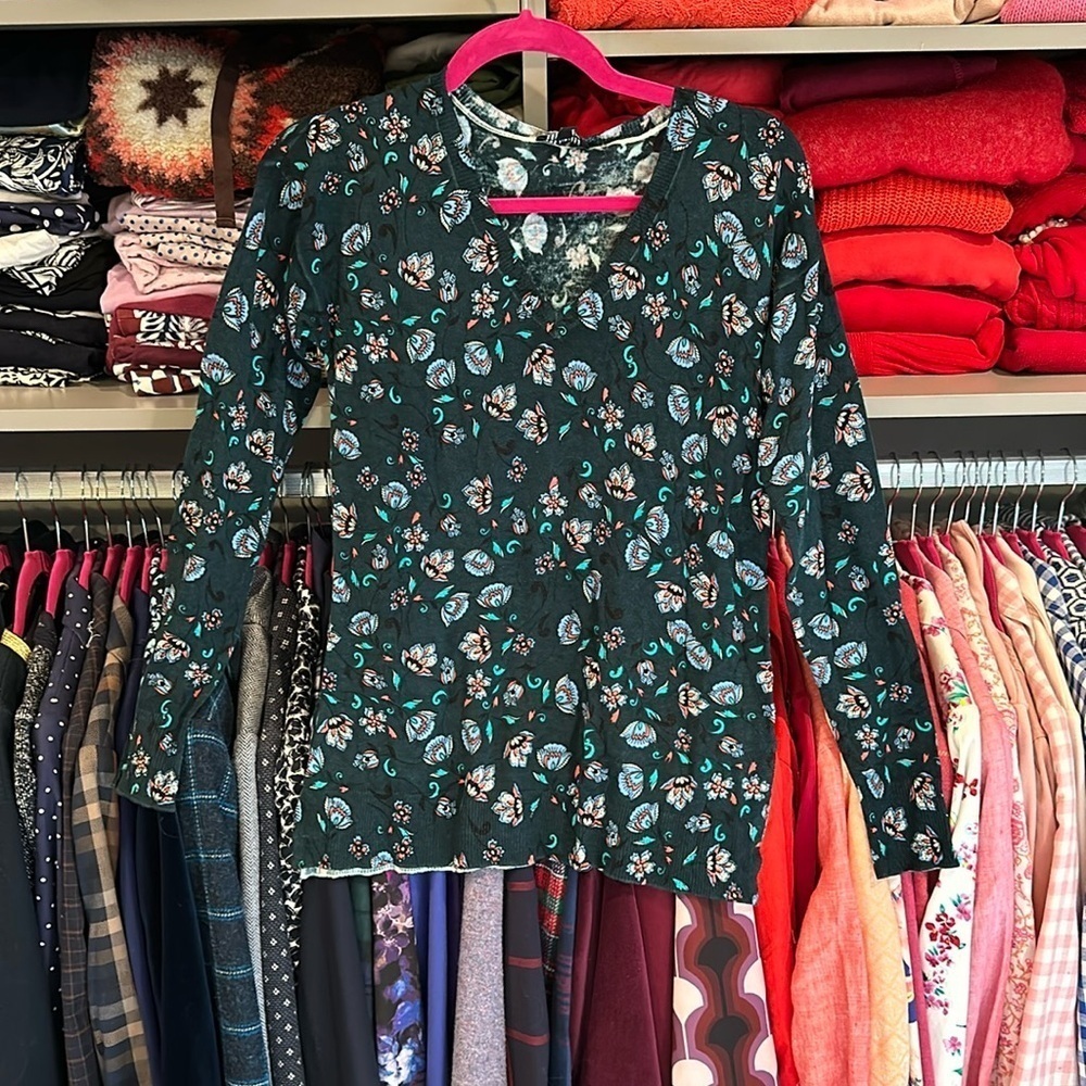 The Limited long sleeved version neck blue with flowers sweater. Size XS. NWT